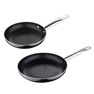 2-Piece Black Aluminum Nonstick Frying Pan Set