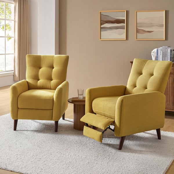 ARTFUL LIVING DESIGN Lidia Mustard Wood legs Recliner (Set of 2)