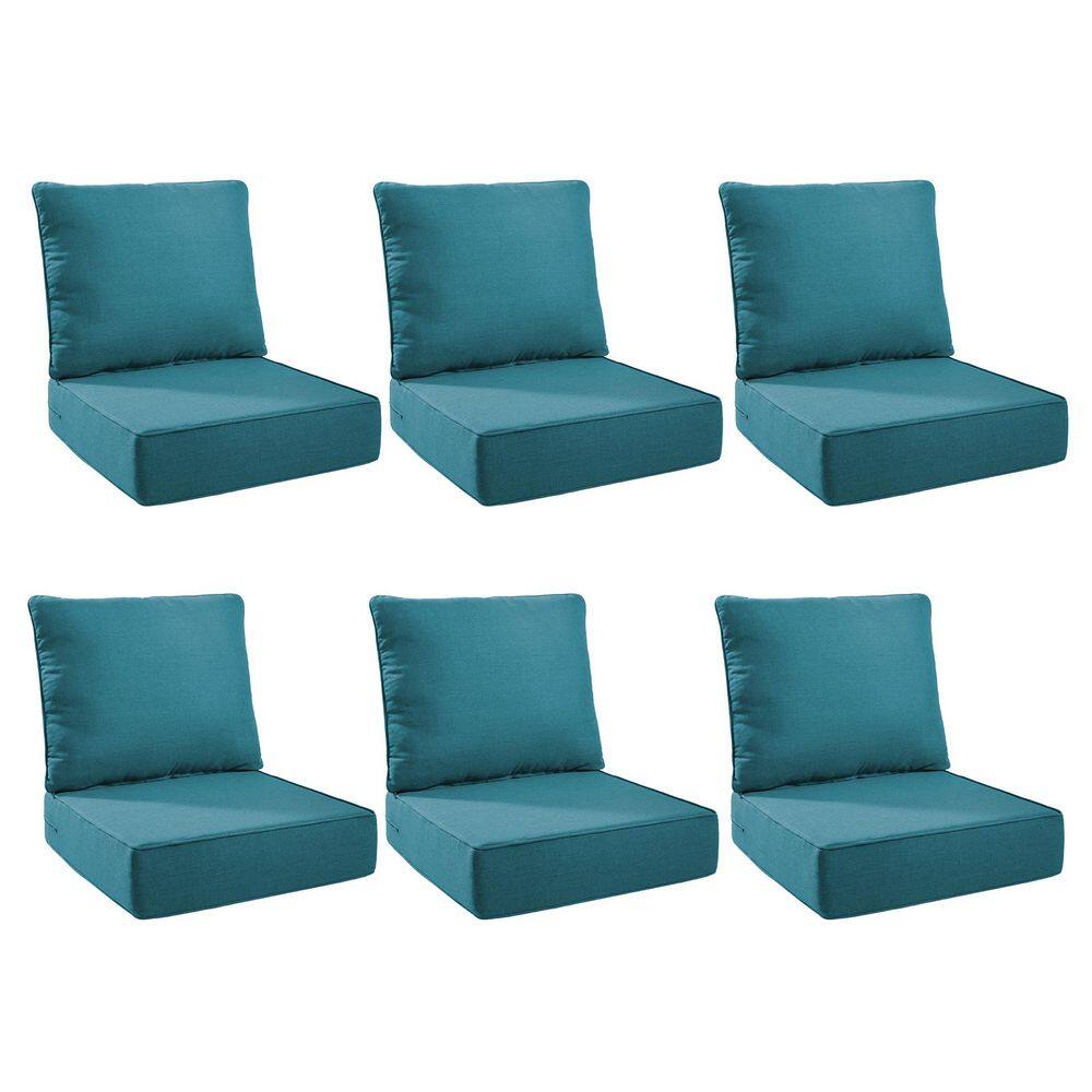 Duraolex 24 in. W x 24 in. D x 6 in. Thick Square 12-Piece Deep Seating Outdoor Lounge Chair Olefin Cushion Peacock Blue price history on PriceWatchPro