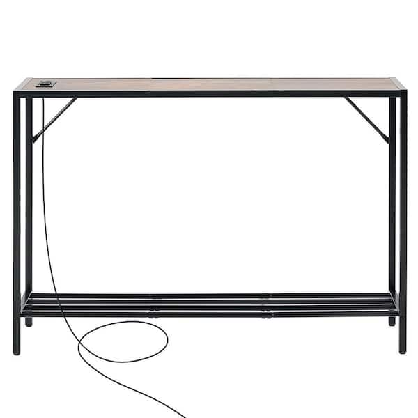 Narrow Console Table, 41. 7in. Behind Couch Table 2-Tier Long Entryway Table, Sofa Table, Metal Frame 2025 Upgrade