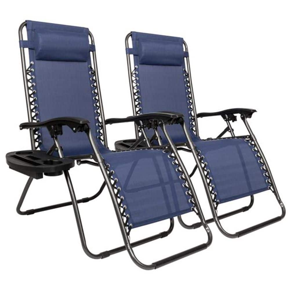 2-Piece Metal Outdoor Zero Gravity Folding Lounge Chair, Adjustable Folding Recliner for Deck, Beach, Yard-Blue price history on PriceWatchPro
