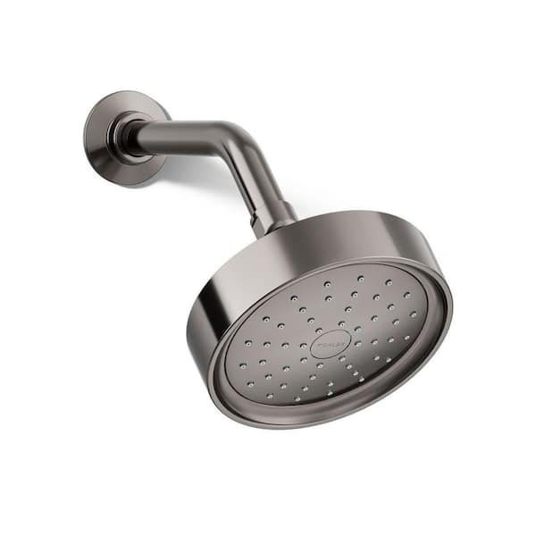 KOHLER Purist 1-Spray Patterns 5.5 in. Wall Mount Fixed Shower Head in Vibrant Titanium