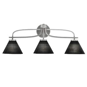 Olympia 28.75 in. 3-Light Graphite Vanity Light Black Matrix Glass Shade