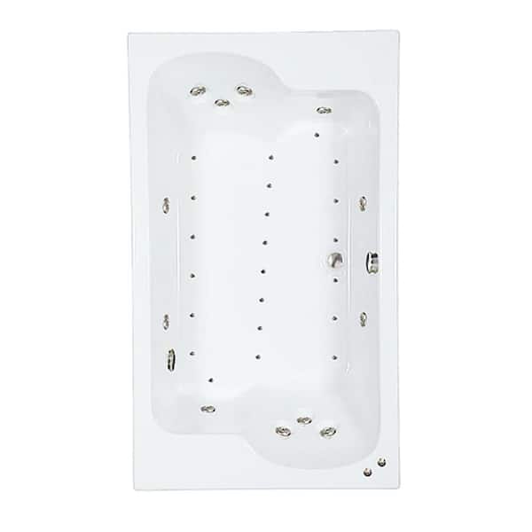 Comfortflo 72 in. x 43 in. Acrylic Rectangular Drop-in Whirlpool and Air Bathtub with Center Drain in Biscuit