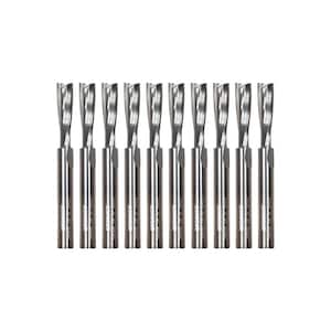 2 Flute Low Helix Upcut Spiral End Mill 1/4 in. Dia. 1/4 in. Shank Solid Carbide CNC Router Bit Set (10-Piece)