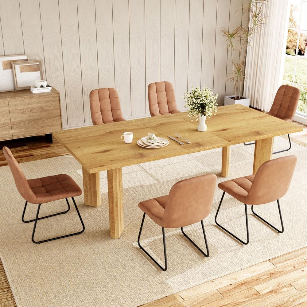 Go Janel GOJANE Modern 7-Piece Extendable Rectangle Oak MDF Top Dining Room Set ...