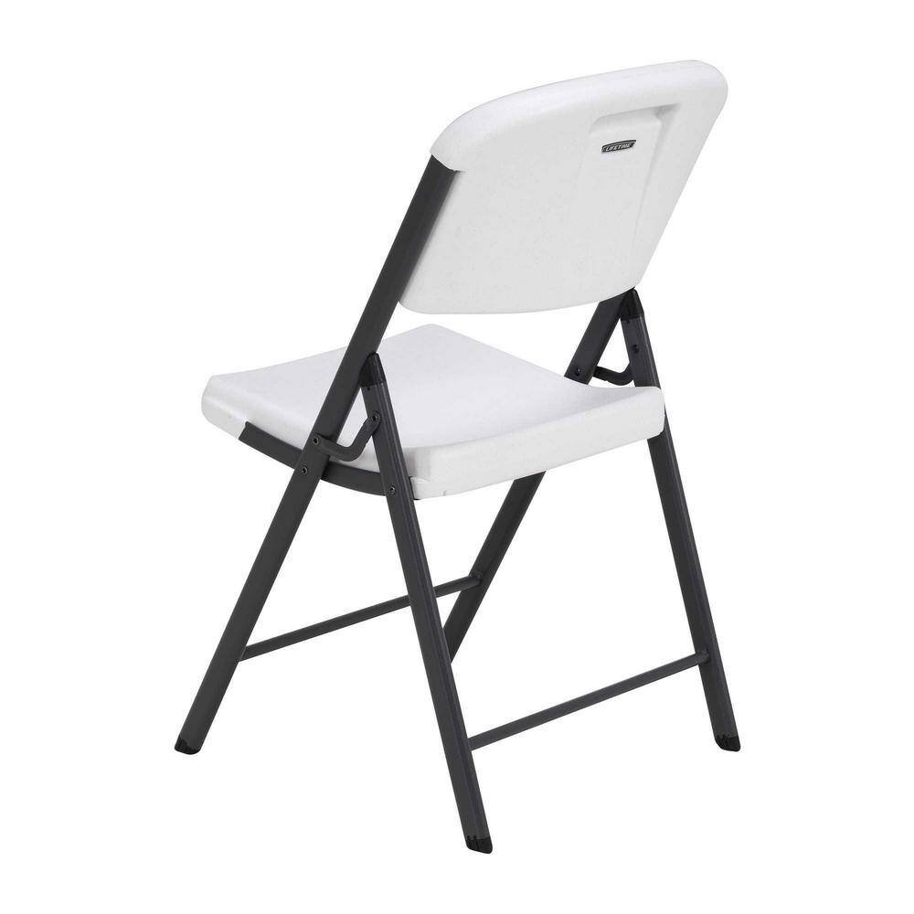 White Granite Plastic and Steel Folding Chairs, Set of 6