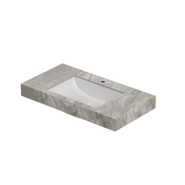 0llx4l❤︎ TCYO 36 in. Undermount Rectangular Bathroom Sink with Light Gray