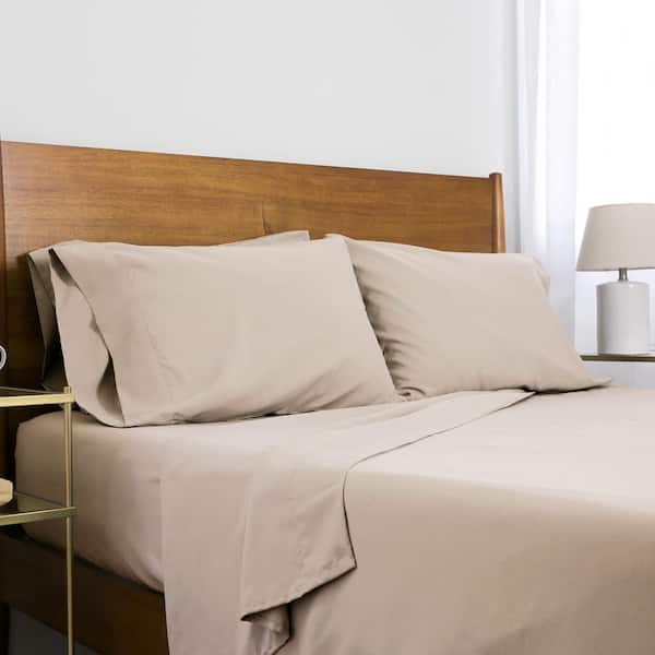 SOUTHSHORE FINE LINENS Deep Pocket 4-Piece Bone Microfiber Twin Sheet Set