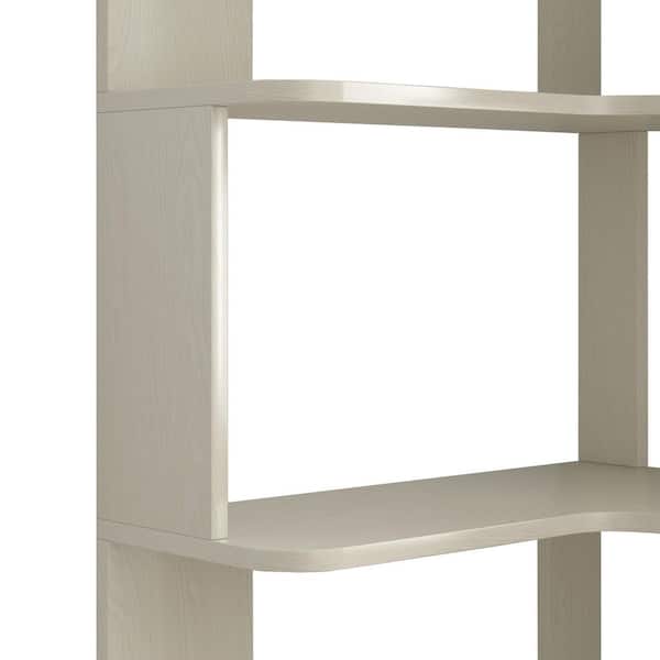 Noble House Capron 64.57 in. White Oak Wood L-Shaped 5-Tier