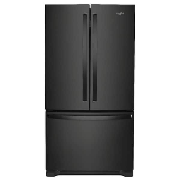35 in. 20 cu. ft. Counter Depth French Door Bottom Mount Refrigerator in Black with Elevated Deli Drawer