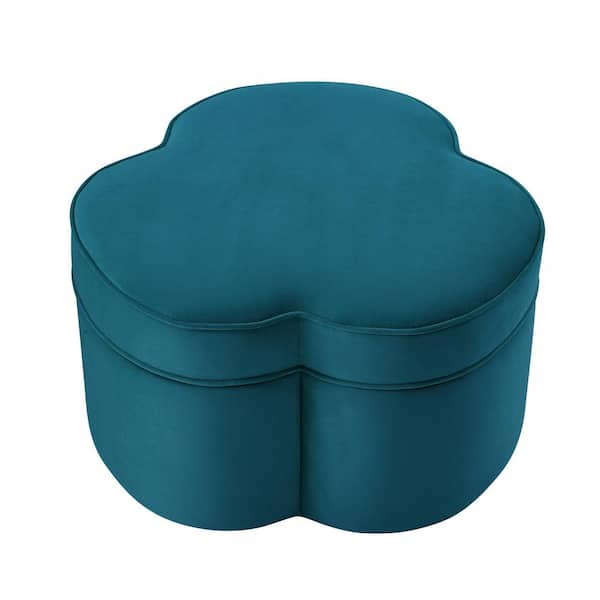 HomeRoots Teal Blue Velvet Specialty Cocktail Ottoman 2000490711 - The ...