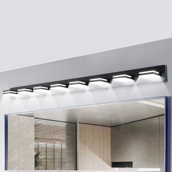 63 in. 8-Light Black Vanity Light