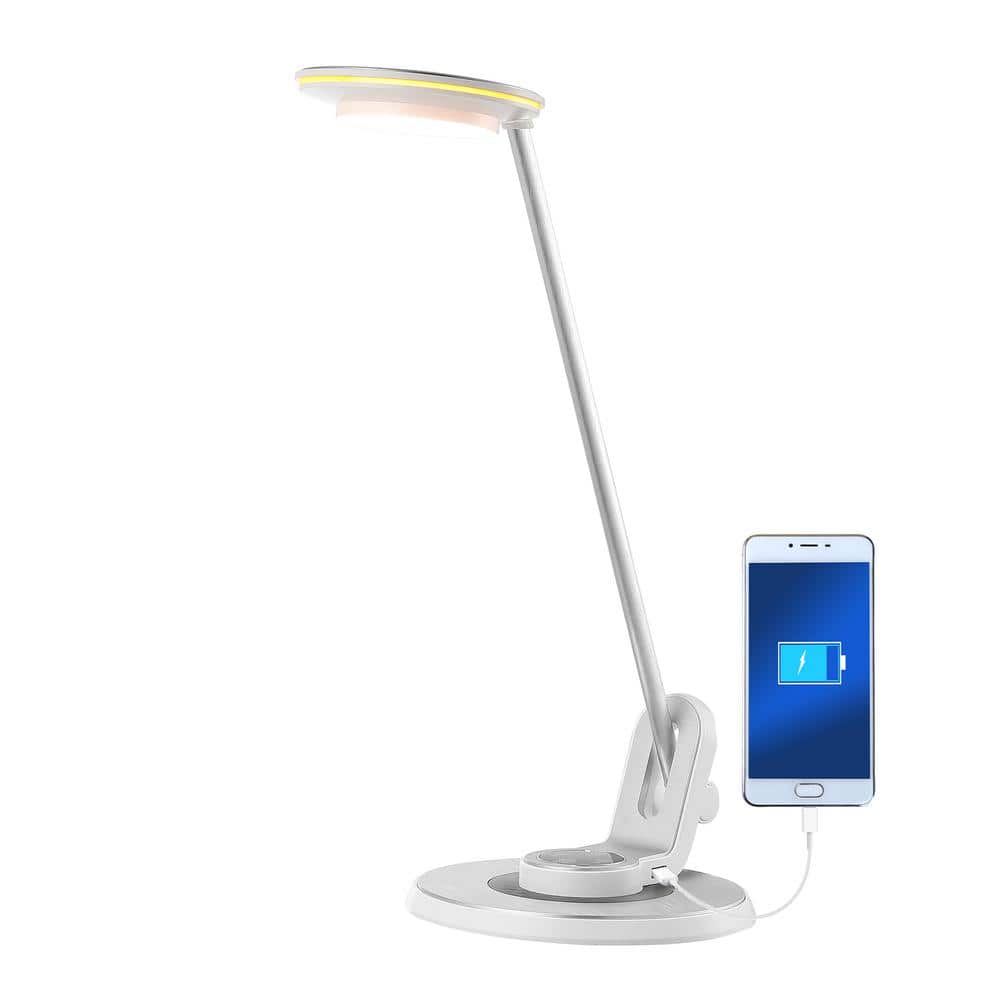 Dixon Silver Adjustable LED Task Lamp with USB Charging