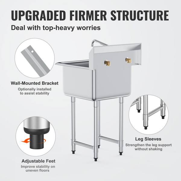 SKYSHALO 21 x 18 in. Stainless Steel Sink 1 Compartment Free 