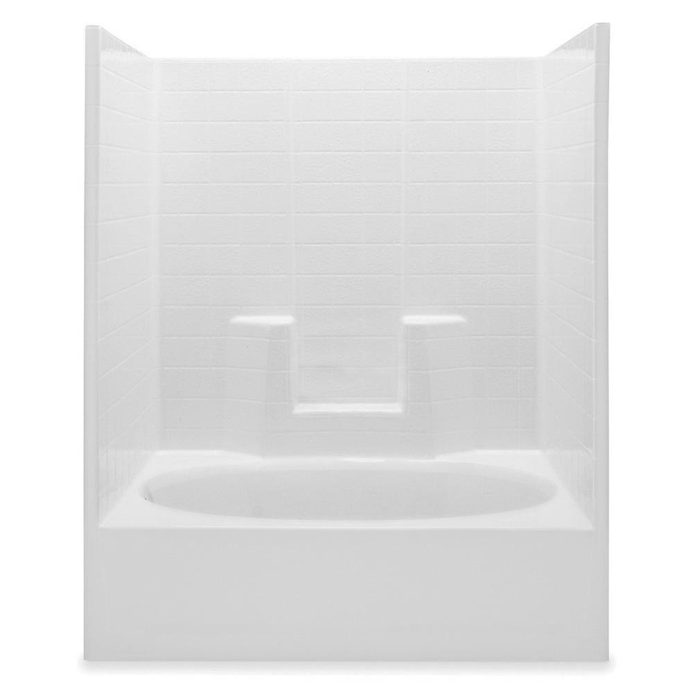 Aquatic Everyday Textured Tile 60 in. x 36 in. x 72 in. 1-Piece Bath ...