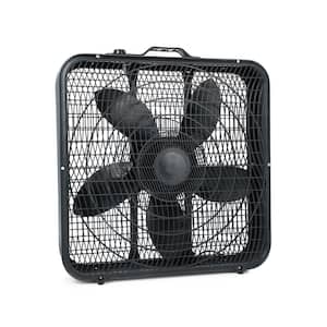 20 in. 3 Fan Speeds Desk Fan Box Fan in Black with with Convenient Carry Handle and Safety Net