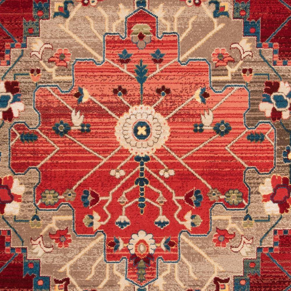 Elysian Red Floral 8' x 10' Hand-Knotted Synthetic Area Rug