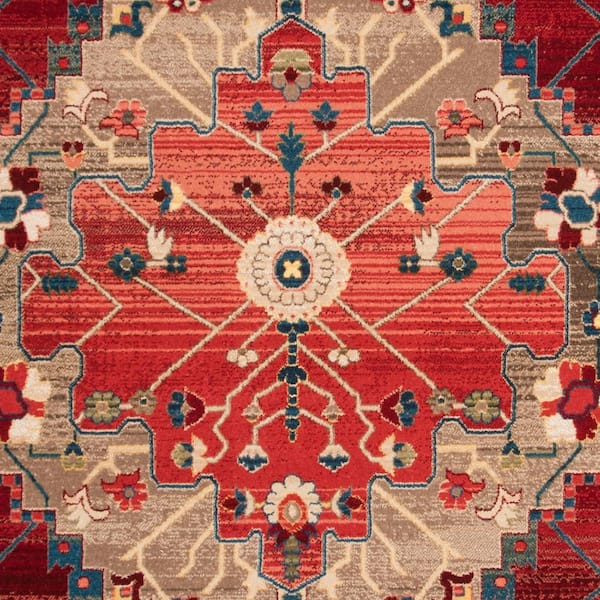 SAFAVIEH Kashan Blue/Red 8 ft. x 10 ft. Border Area Rug KSN306M-8