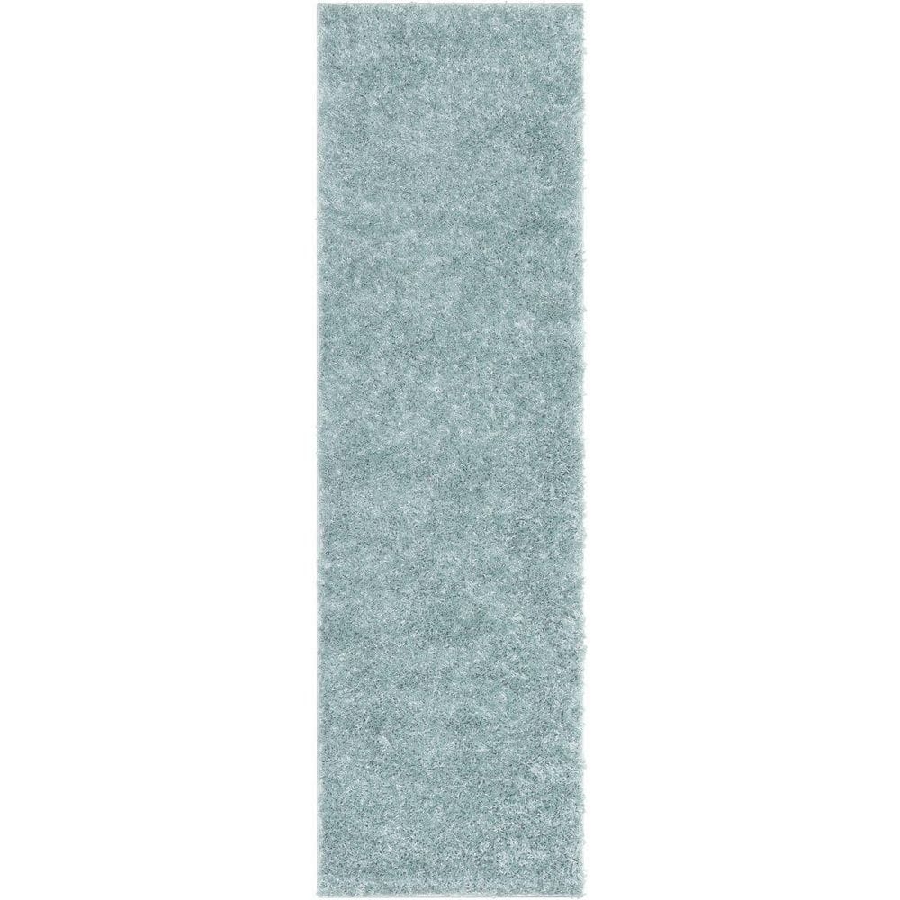 Elle Basics Emerson Solid Shag Seafoam Green 2 ft. 7 in. x 9 ft. 6 in. Runner Area Rug -  Well Woven, ELL-26-2L