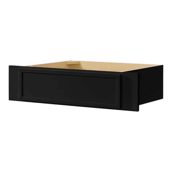 Leyton 30 in. W x 21 in. D x 7.5 in. H Ready To Assemble Plywood Slim Shaker Knee Drawer Base Cabinet in Raven Black