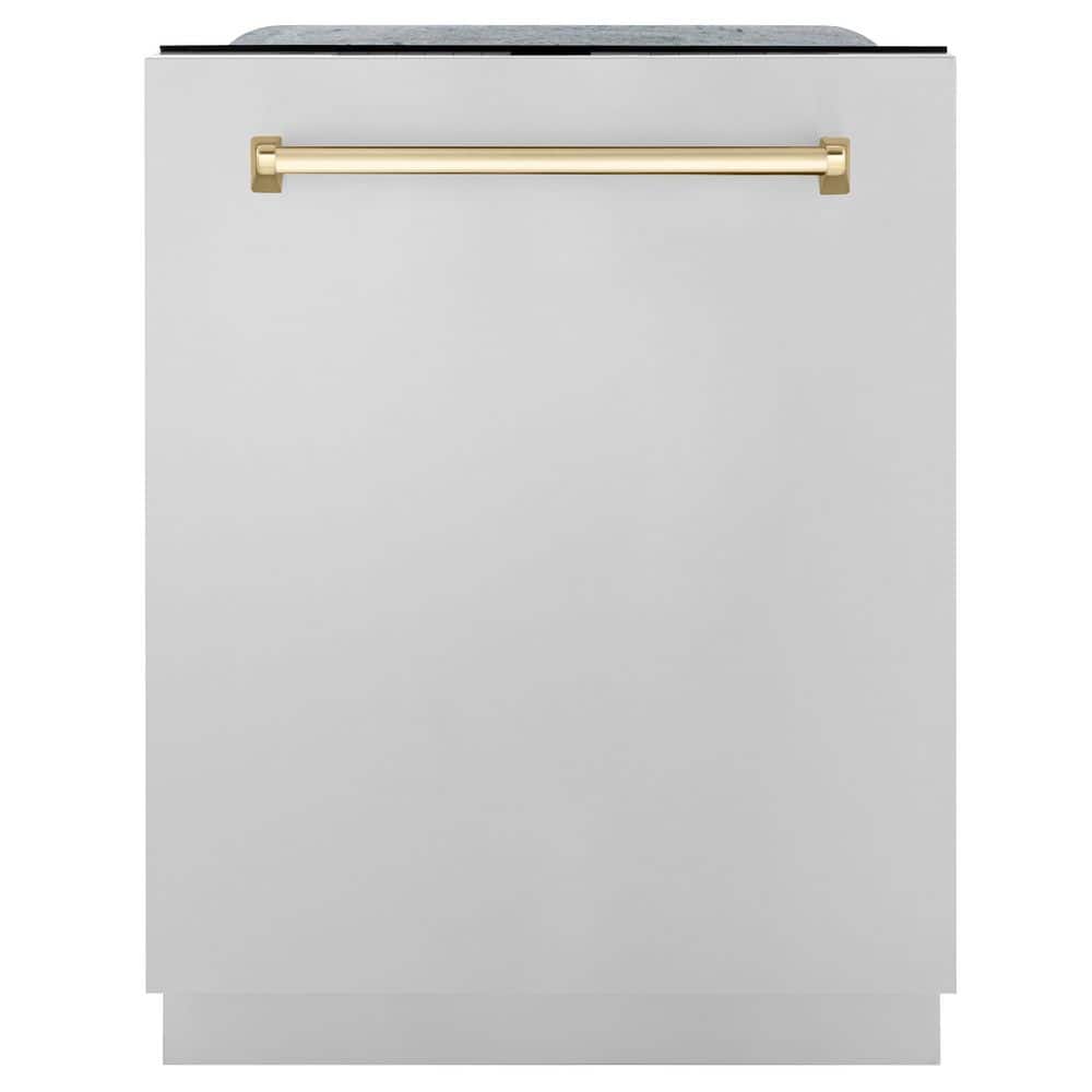 Autograph Edition 24 in. 3rd Rack Top Touch Control Tall Tub Dishwasher in Stainless Steel with Polished Gold Handle
