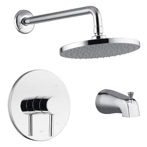 Euro Single-Handle 1-Spray Tub and Shower Faucet 1.8 GPM in. Polished Chrome (Valve Included)