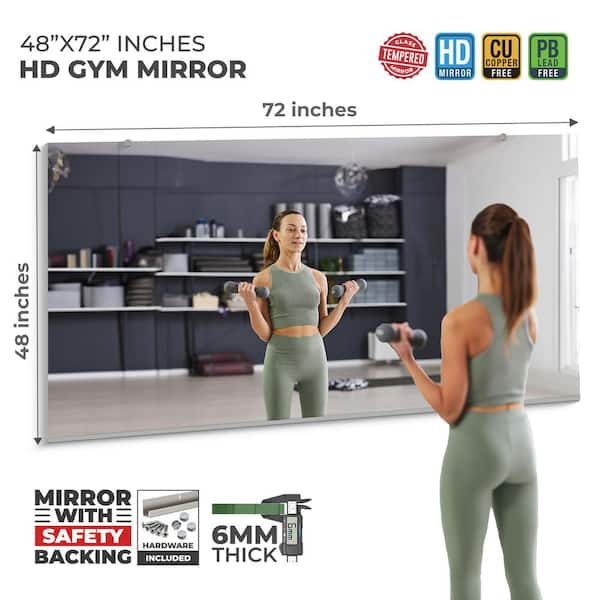 Fab Glass and Mirror Gym Mirror 48 in. W x 72 in. H 1 4 in. Tempered Glass Safety Backed DYI Installation GM48x72 The Home Depot