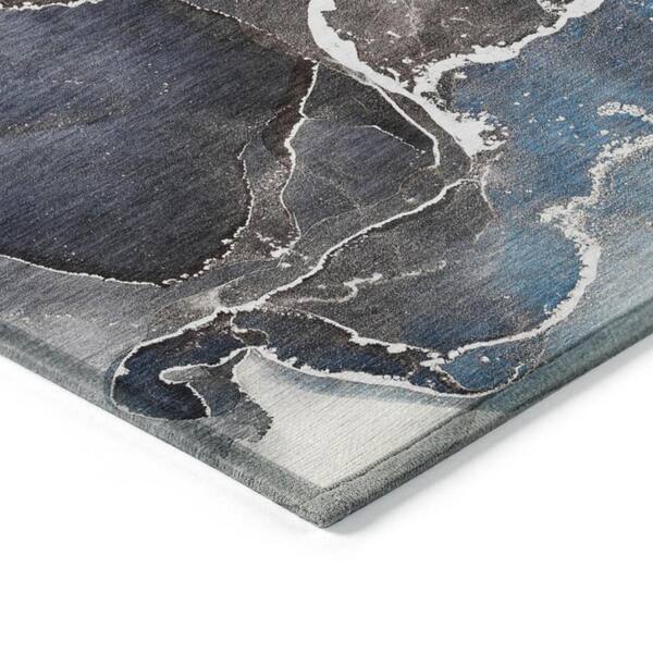 Blue 2 ft. x 7 ft. Abstract Indoor / Outdoor Area Rug
