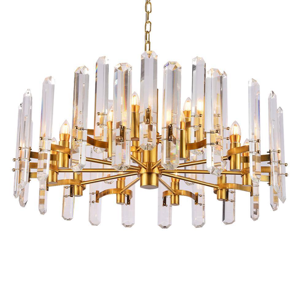 Elegant 25.5" Chrome Crystal Tiered Plug-in Chandelier