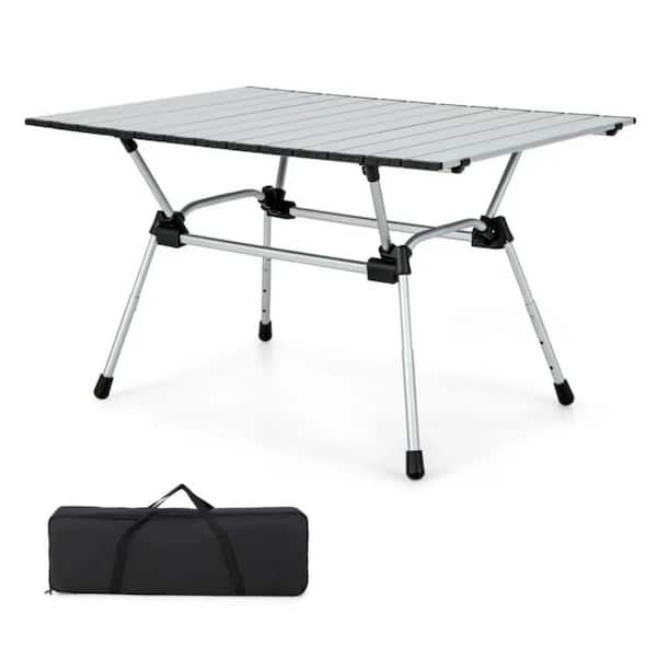 35.5 Width Folding Campingstainless steel frame Table Adjustable Heights, Carrying Bag for Picnic, Grill, Fishing, Beach