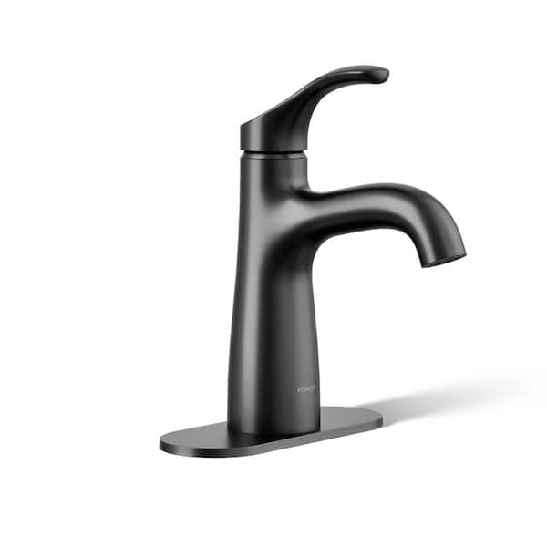 KOHLER Single-Handle Single-Hole Bathroom Faucet in Matte Black