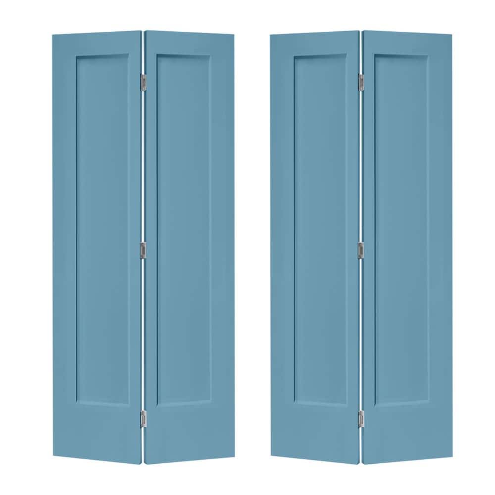 Dignity Blue Painted MDF Composite Bi-Fold Double Closet Door