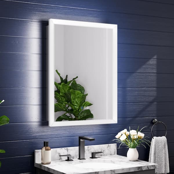 24 in. W x 32 in. H Rectangle Smart LED Bathroom Medicine Cabinet with Mirror, Anti Fog and USB Power Outlets