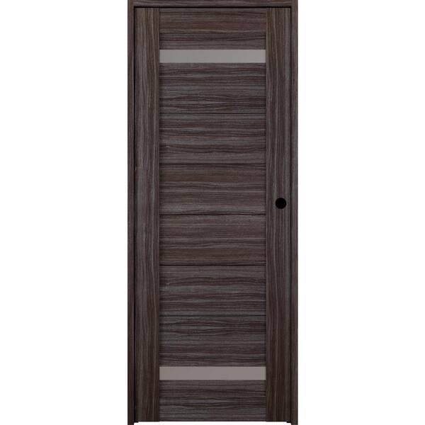 Belldinni Perla 18 in. x 83.25 in. Left-Hand Frosted Glass Gray Oak Solid Core Wood Composite Single Prehung Interior Door