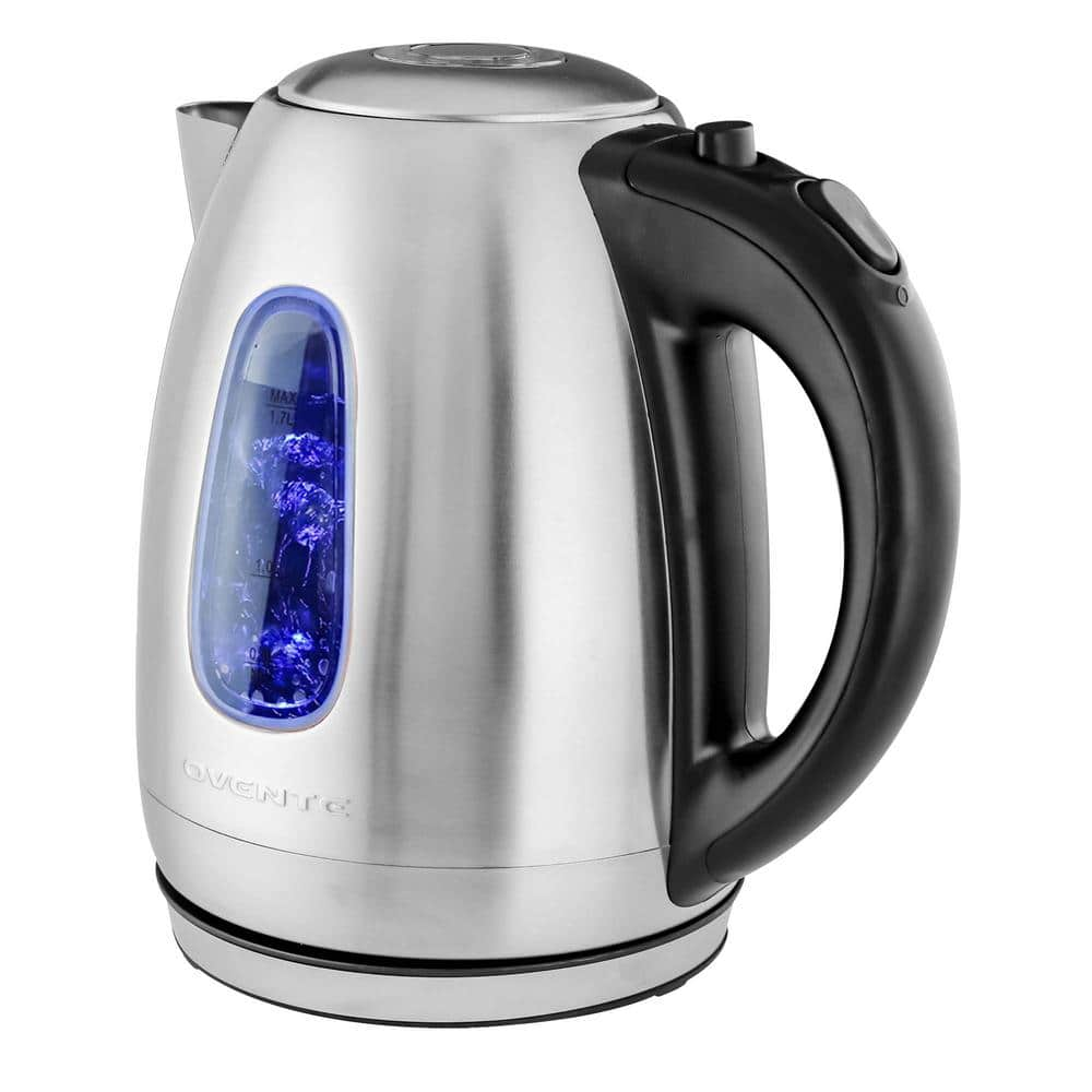 OVENTE 7.2-Cup White Stainless Steel Electric Kettle with Removable Filter,  Boil Dry Protection and Auto Shut Off Features KS777W - The Home Depot