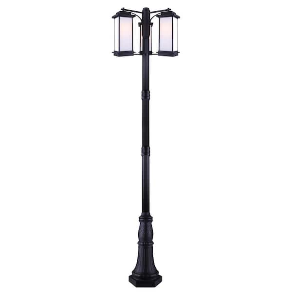 CANARM Akello 3-Light Matte Black Outdoor Post Lantern