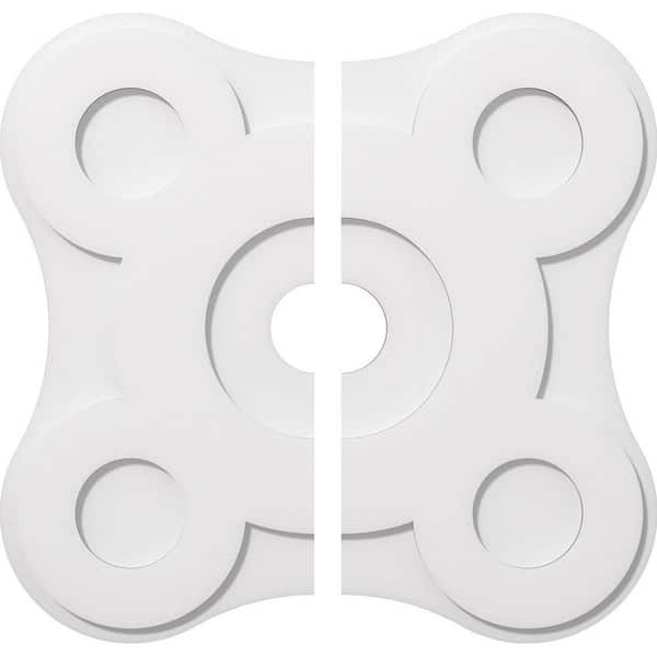 Ekena Millwork 1 in. P X 9-3/4 in. C X 28 in. OD X 4 in. ID Luna Architectural Grade PVC Contemporary Ceiling Medallion, Two Piece