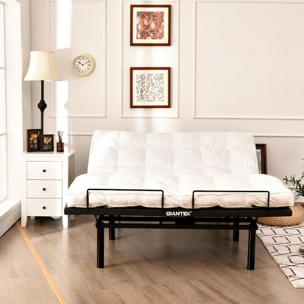 38 in. W Black Twin XL Size Adjustable Bed Base Electric Bed Frame with Massage Modes Platform Bed