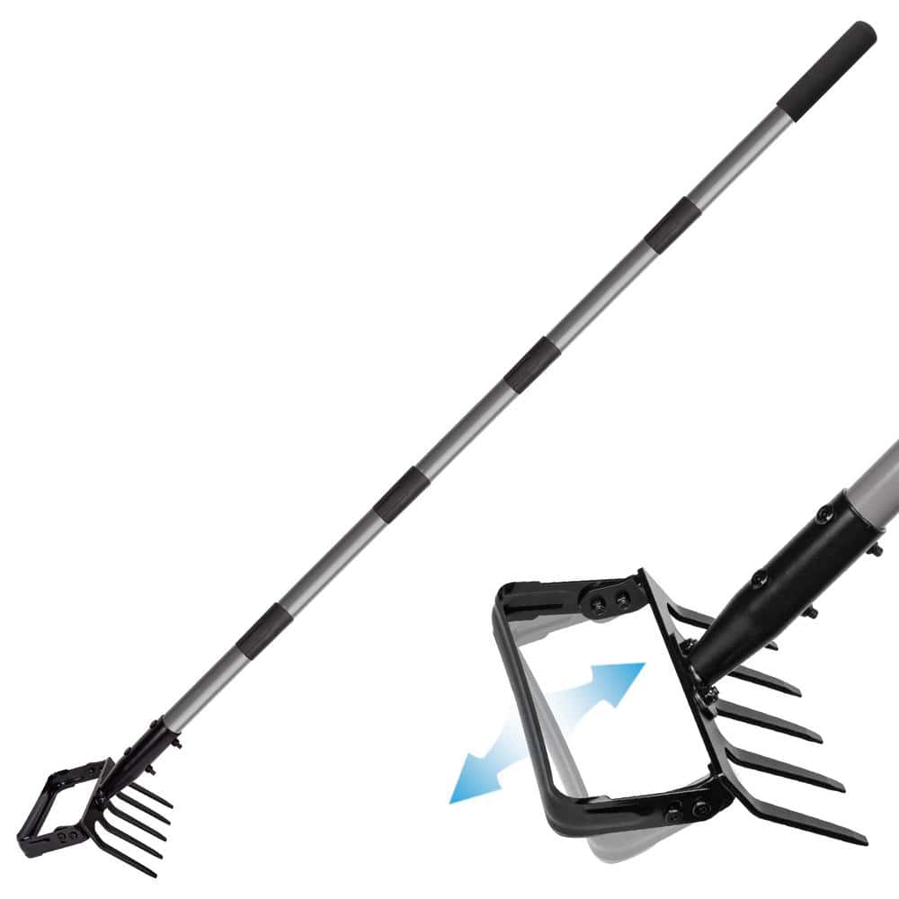 75 in. Stainless Steel Stirrup Hoe and Rake Cultivator with Adjustable Meta