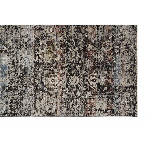 HomeRoots 4 ft. x 6 ft. Gray and Black Abstract Area Rug