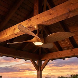 Fernbrooke 52 in. Indoor/Outdoor Brown Oak Ceiling Fan with Adjustable White Integrated LED and Remote Control