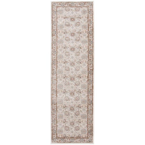 Reynell Beige Doormat 2 ft. x 7 ft. Floral Area Rug