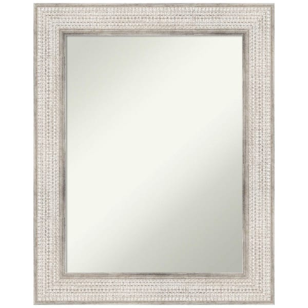 Amanti Art Trellis Silver 24 in. x 30 in. Non-Beveled Classic Rectangle Wood Framed Wall Mirror in Silver