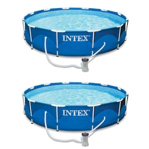 12 ft. x 30 in. Round Metal Frame Set Above Ground Swimming Pool with Filter (2-Pack)
