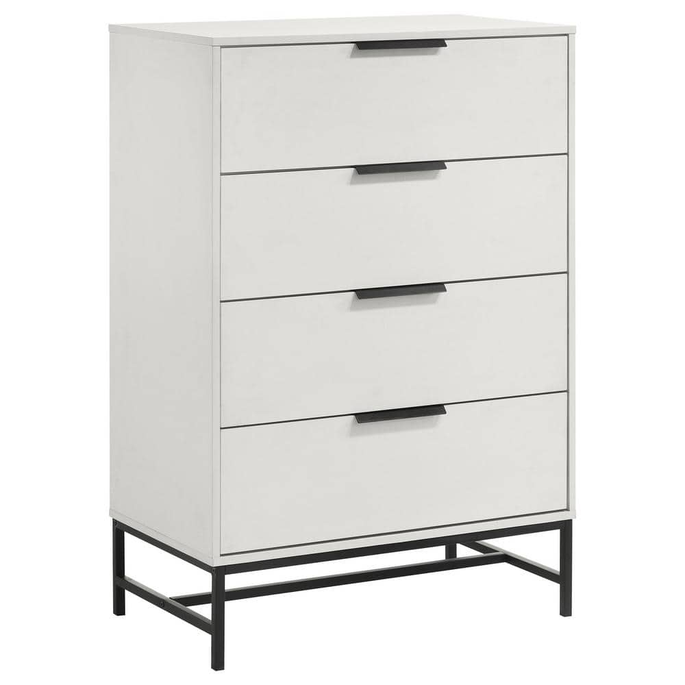 Sonora White 4-Drawer Chest with Black Metal Base