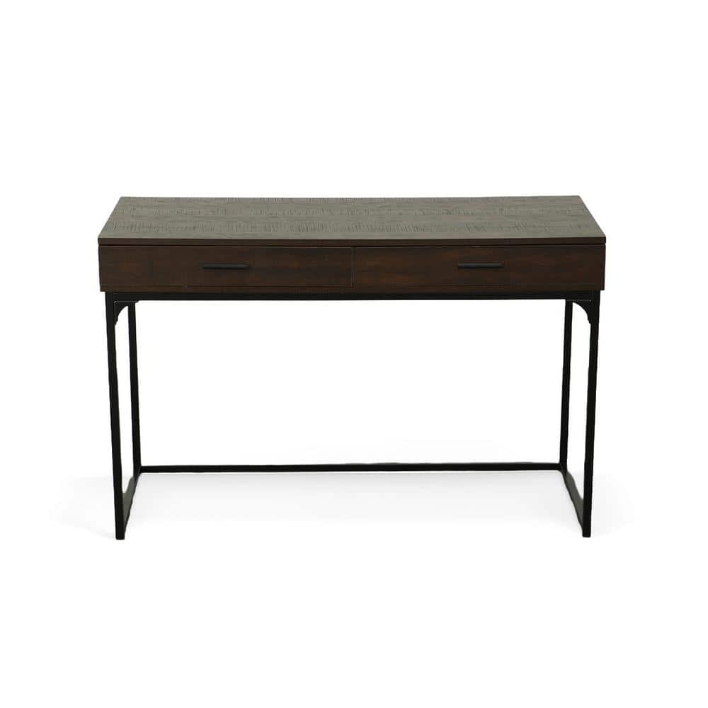 Elm and Black Wood Computer Desk with Drawers