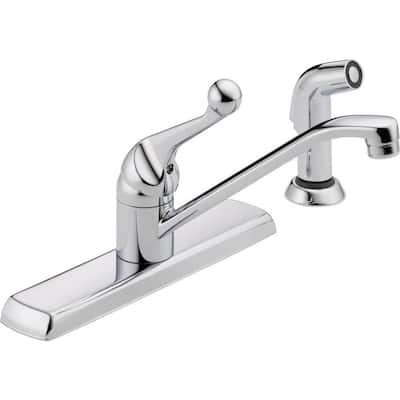 Classic Single-Handle Standard Kitchen Faucet with Side Sprayer in Chrome