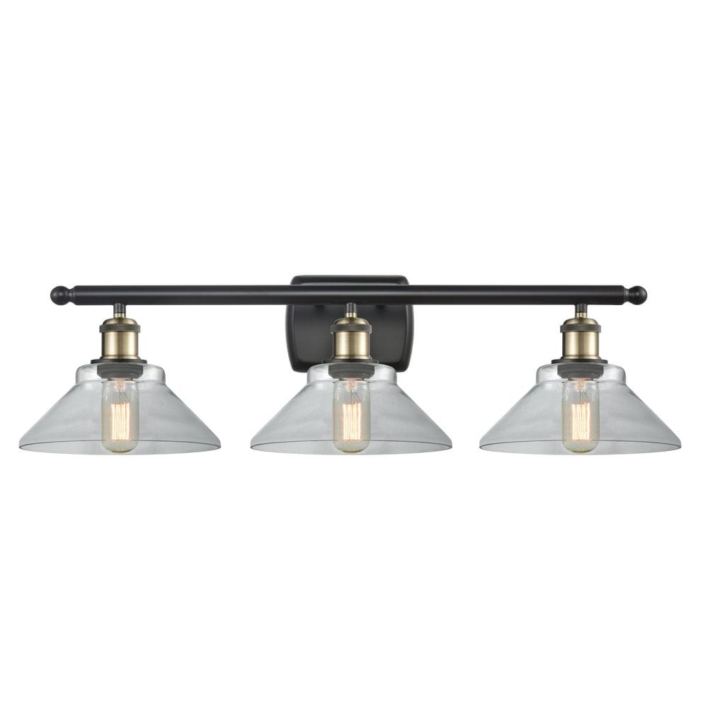 Orwell 26 in. 3-Light Black Antique Brass Vanity Light with Glass Shade price history on PriceWatchPro