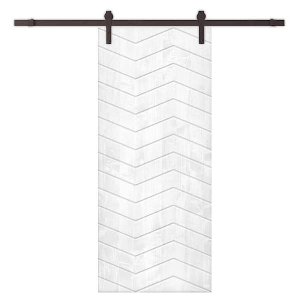 CALHOME 24 in. x 80 in. White Stained Pine Wood Modern Interior Sliding Barn Door with Hardware Kit